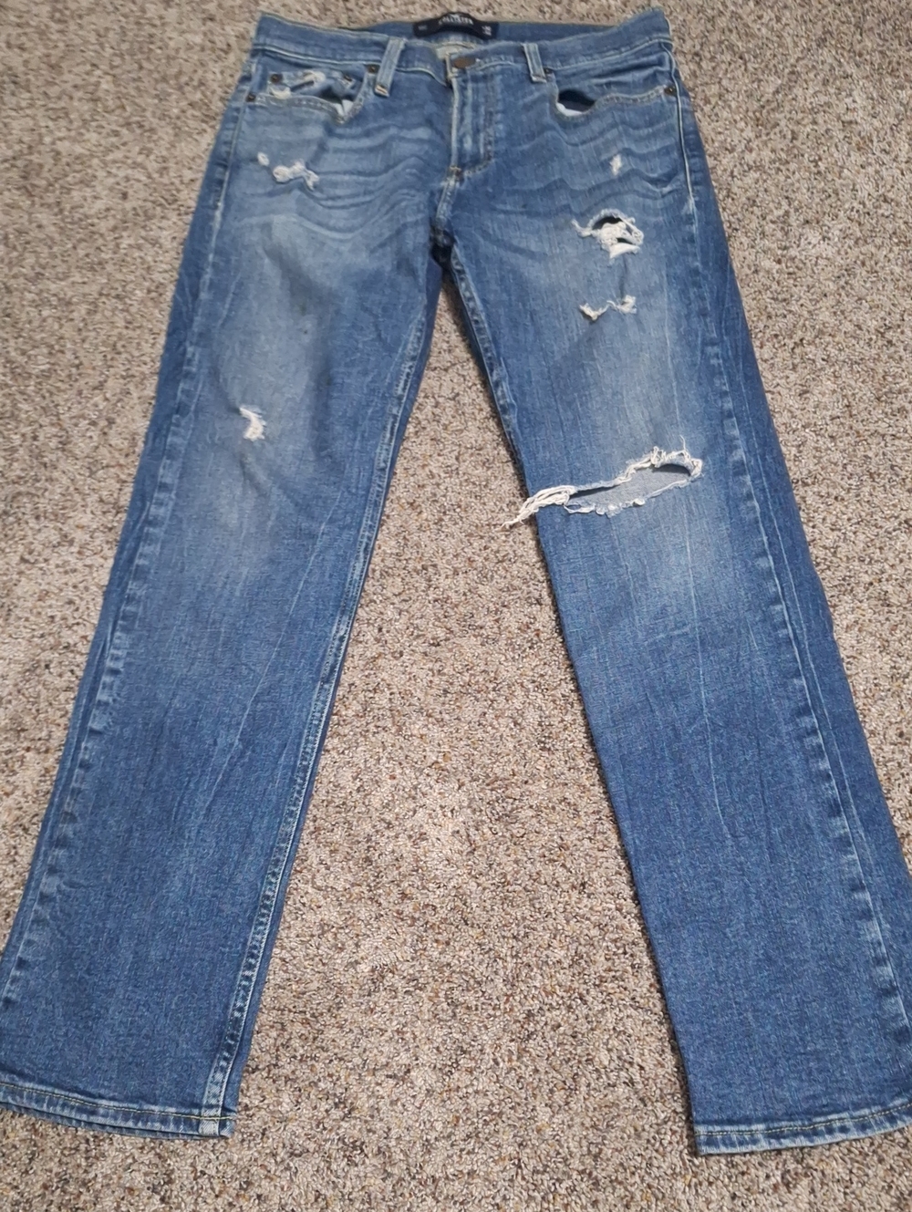 Hollister Blue Denim Jeans with Brown Leather Patch